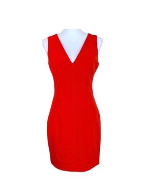 Milly Vibrant Red V-Neck Sleeveless Mini Dress